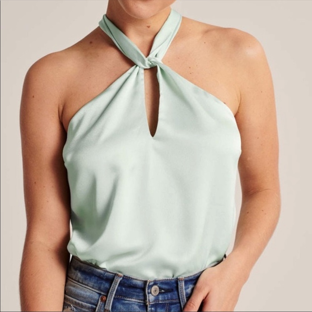 Abercrombie Halter neck bodysuit in ivory